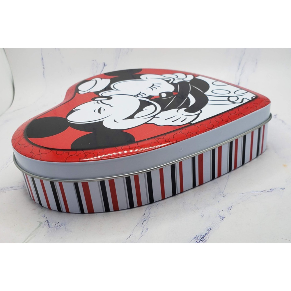 Disney Mickey & Minnie Mouse Valentine's Heart Shaped Collectible Tin Container - Picture 6 of 11